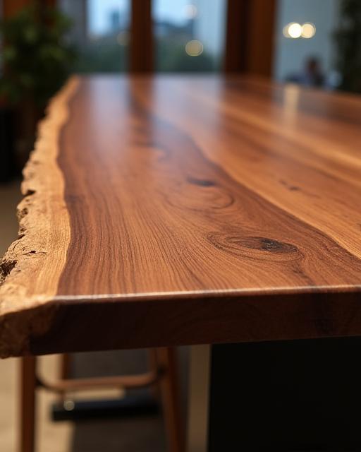 Table de salle à manger en noyer massif pièce unique