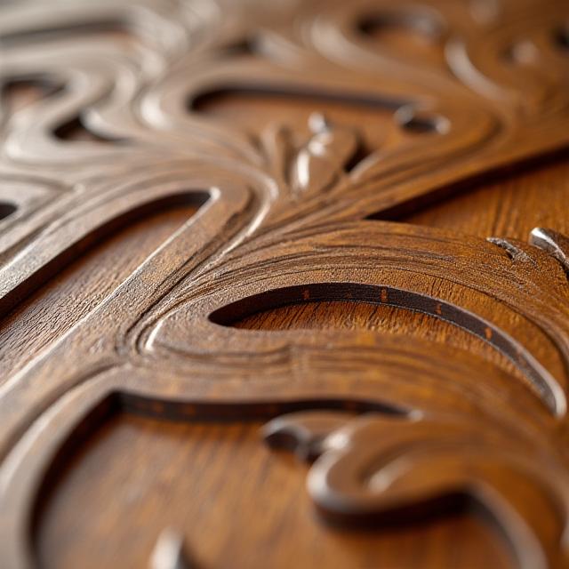 Détail d'une boiserie restaurée avec finition soignée