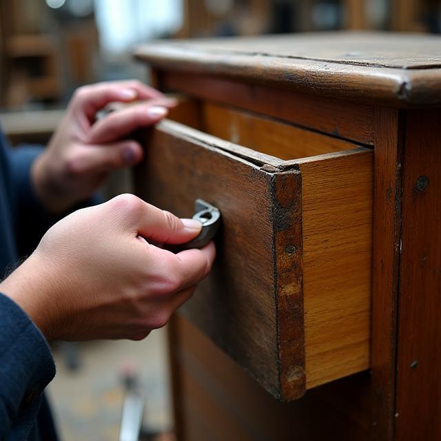 Meuble ancien en cours de restauration